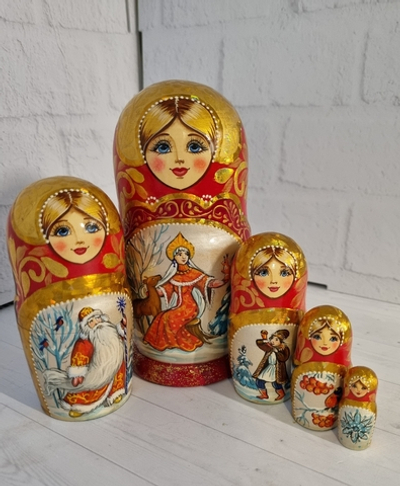 Матрешка 15см "Снегурочка" 5 мест