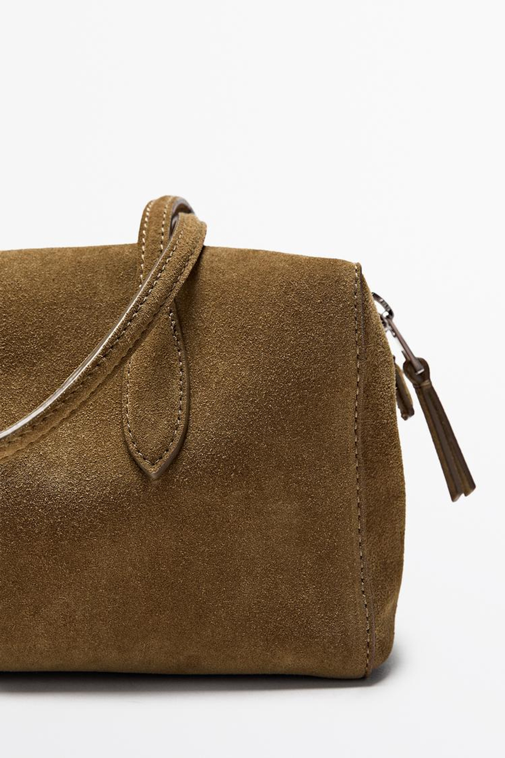 Massimo Dutti Мини-сумка из замшевой кожи, хаки