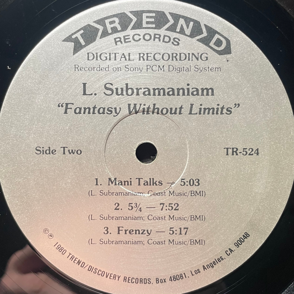 L. Subramaniam Featuring Frank Morgan Also Emil Richards And Milcho Leviev ‎– Fantasy Without Limits (США 1980г.)