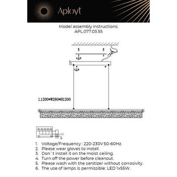 Подвесной светильник 55W 3500K APL.077.03.55 прозрачный/черный Lutka Aployt