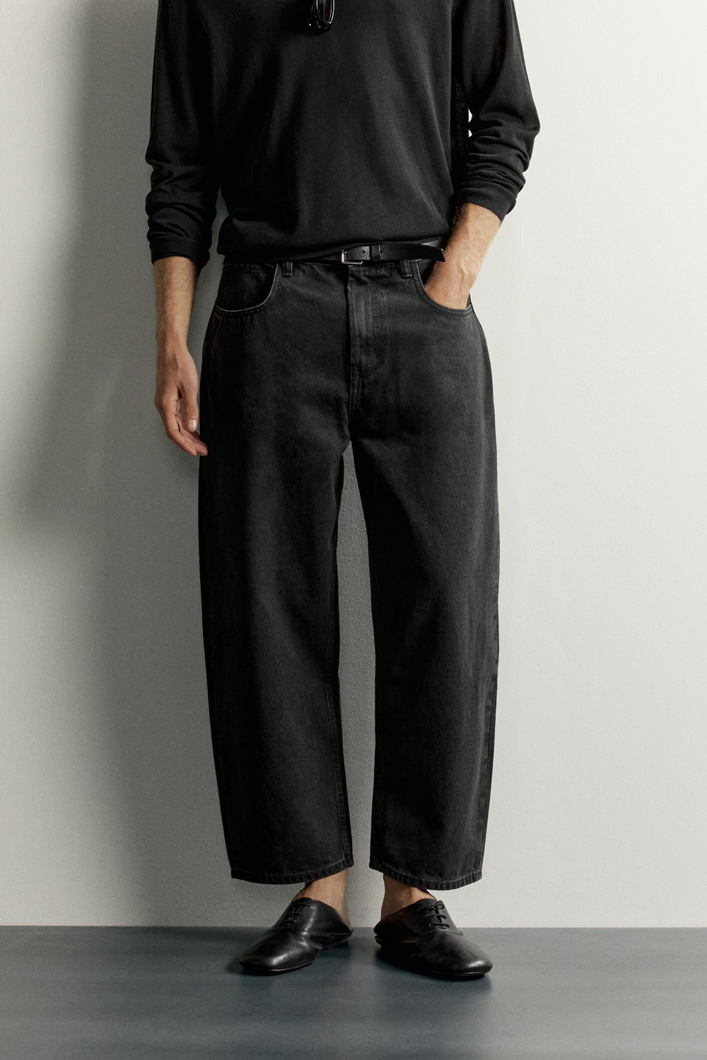 ДЖИНСЫ TAPERED WIDE FIT В ПОЛОСКУ — ZARA