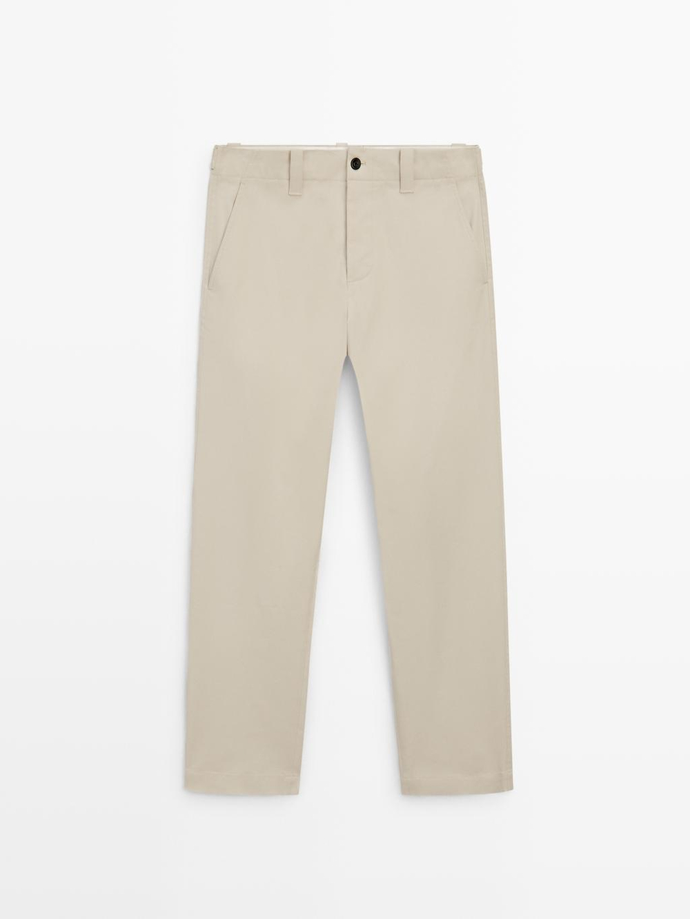 Massimo Dutti Брюки из смесового хлопка с деталью на талии, бежевый