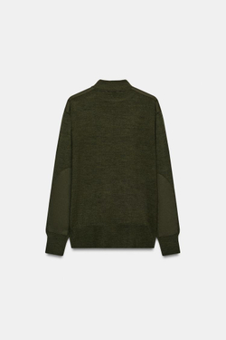 ZARA СВИТЕР С КОНТРАСТНЫМИ ВСТАВКАМИ НА ПЛЕЧАХ, ХАКИ