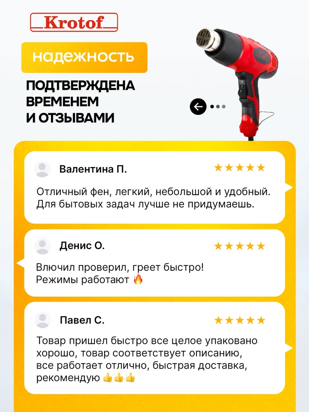 Фен строительный с регулировкой температуры HAG-520