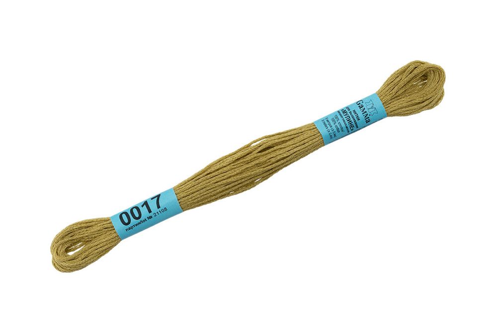 Мулине Gamma 100% хлопок, цв.0017 св.оливковый, 24 мотка по 8 метров
