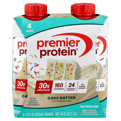 Premier Protein, High Protein Shake, Cake Batter, 4 Shakes, 11 fl oz (325 ml) Each