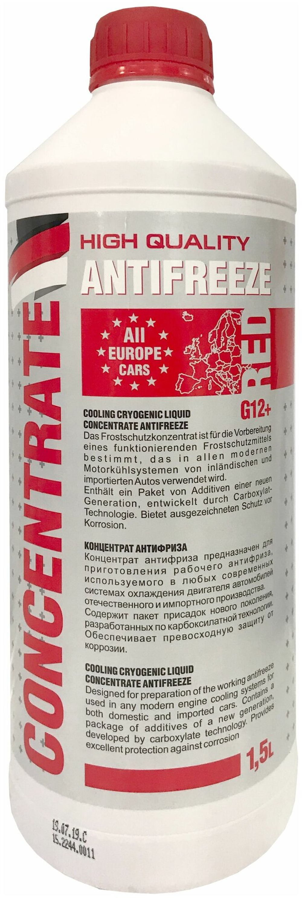 Антифриз Felix CARBOX G12+ концентрат красный 1,5 кг 430206245