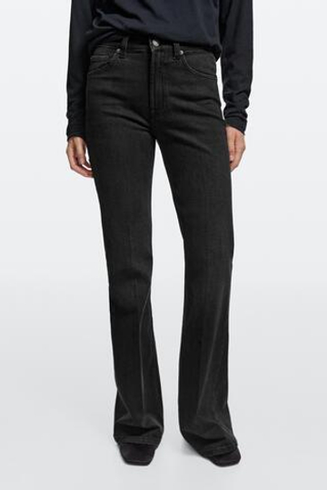 Massimo Dutti Узкие джинсы-клеш с высокой талией, черный