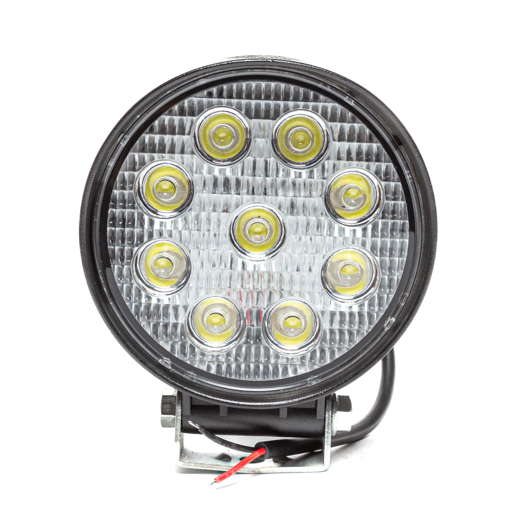 AE27R-9LED-55PC Фара светодиодная дополнительная, круглая 115х55х142, рассеянный свет, 9 диодов, крепление по центру, 27 Вт, 10-30 В