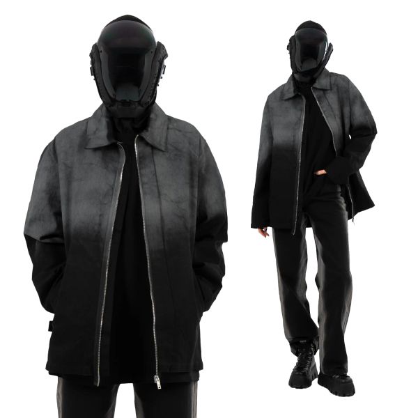 Куртка Fade Spray-Painted Assymetrical Denim серая - фото 2