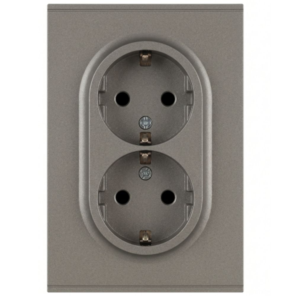 Розетка ЭРА Arktik 16-2105-07 двойная с заземлением 2X2P+E Schuko со шторками 16А-250В титан | Эра Arktik