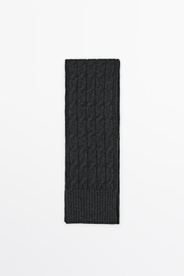Massimo Dutti Шарф из шерсти и кашемира с узором «косы», серый
