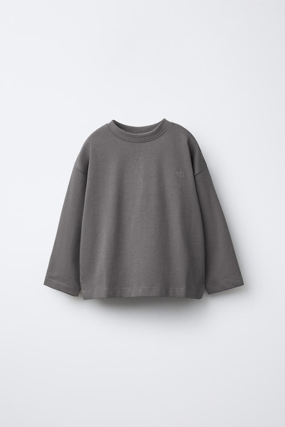 ZARA ФУТБОЛКА HEAVYWEIGHT С ВЫШИВКОЙ, ЖЕМЧУЖНО-СЕРЫЙ