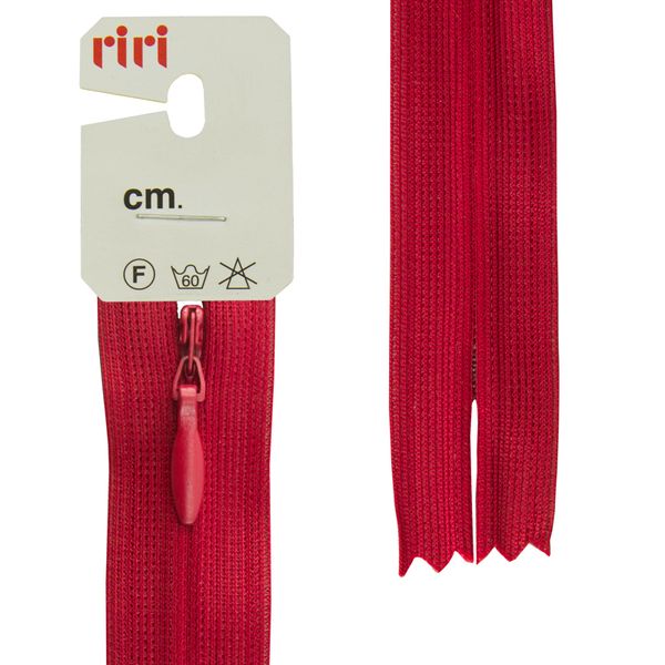 Молния потайная (скрытая) RIRI Т3 (3 мм) 1 зам., н/раз., 60 см, цв.2410, красный темн., 10 шт