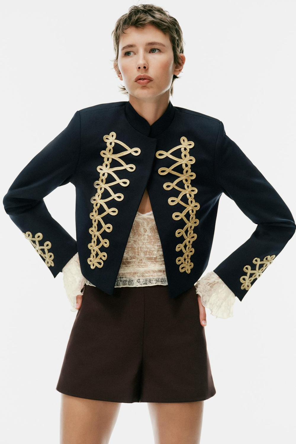 ZARA ШОРТЫ С ВЫСОКОЙ ПОСАДКОЙ, ТЕМНО-КОРИЧНЕВЫЙ