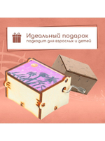 Музыкальная деревянная шкатулка-шарманка "Пальмы"