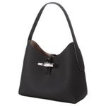 LONGCHAMP Le Roseau Cow Leather Beagle Bag Handbag, Shoulder Bag Small Women"s Black