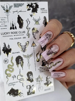 Lucky Rose Слайдеры наклейки для длинных ногтей 388