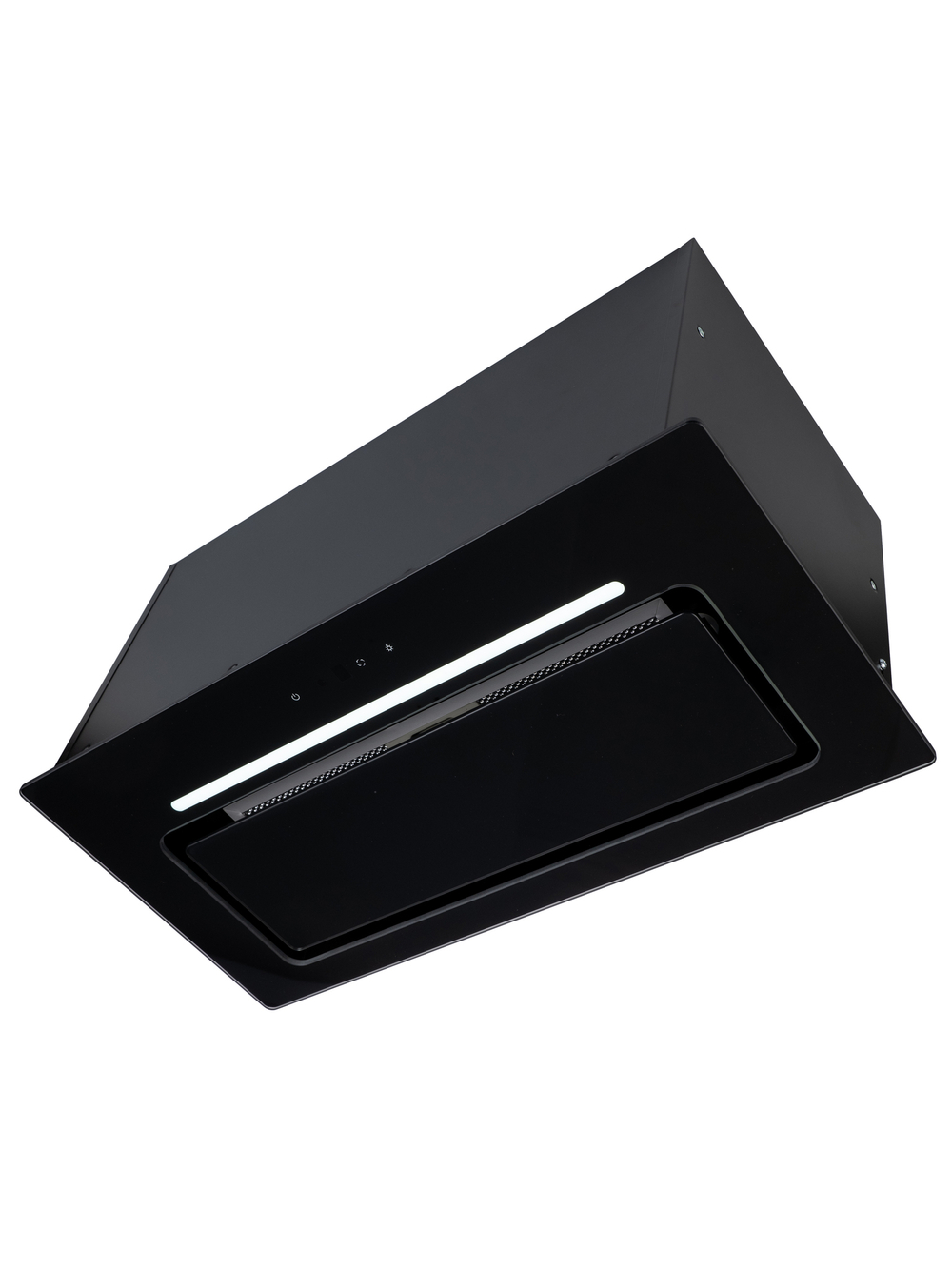 Вытяжка кухонная Caste-60RT (BLACK) черный, D150мм, 1200м3/ч, полновстраиваемая, мотор 230Ватт, стекло 60см, управл. сенсорное + ПДУ (MACBI)