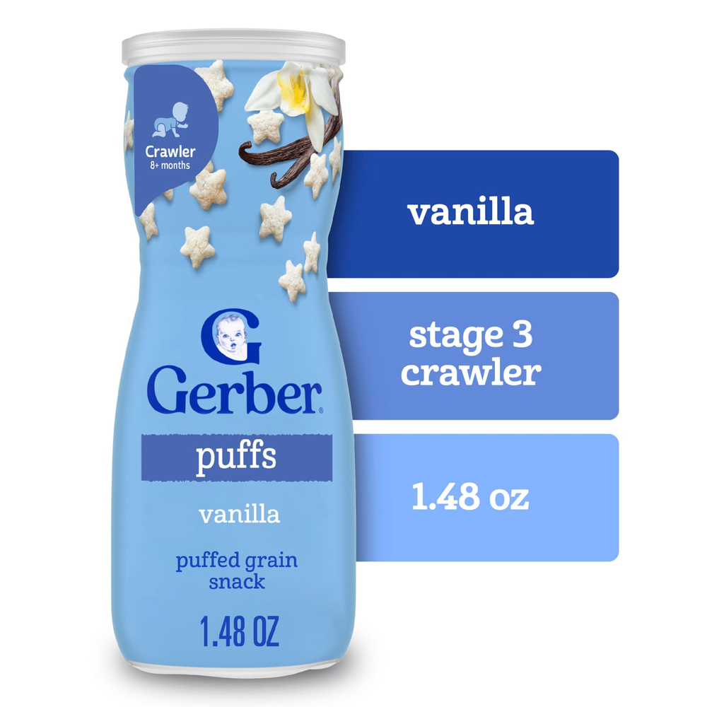 Gerber, Puffs, снек из воздушных злаков, от 8 месяцев, ваниль, 42 г (1,48 унции)