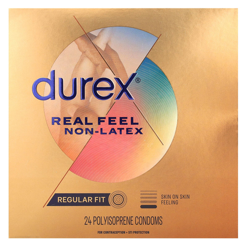 Durex, Real Feel Non-Latex, Regular Fit, 24 полиизопреновых презерватива