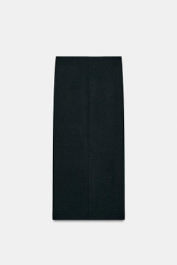 ZARA ЮБКА МИДИ ИЗ МЯГКОЙ ТКАНИ, ЧЕРНЫЙ МЕЛАНЖ