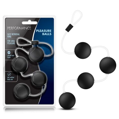 Чёрные анальные шарики Performance Pleasure Balls (Цвет: черный)