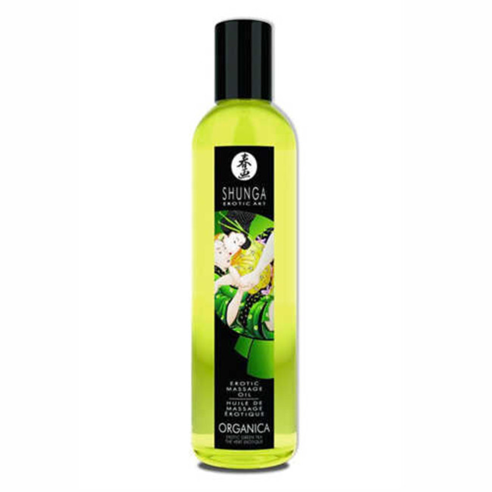 Массажное масло Shunga Organica Exotic Green Tea, зеленый чай (Цвет: прозрачный)