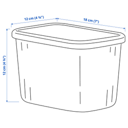 IKEA RYKTA  (ИКЕА РИКТА)  -  Контейнер с крышкой - прозрачный серо-синий 12x18x12 см/1.5 л