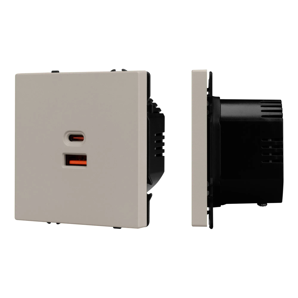 Механизм розетки с быстрой USB зарядкой SCT-NOBE-MUAC-SFPL-FC-CA (65W, QC3) (Arlight, -) 059446