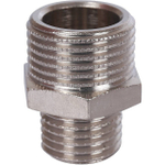 Ниппель редукционный STOUT SFT 0004 - 3/8" x 1/4" (для стальных труб, латунь никелированная)