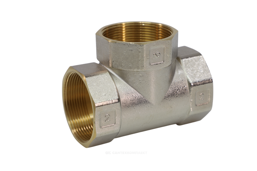 Тройник латунь никель Ду 40 (1 1/2") ВР/ВР 9007 ГОСТ 32585-2013 Aquasfera 9007-05