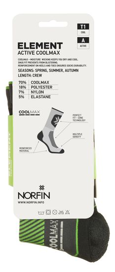Носки Norfin T1A ELEMENT ACTIVE COOLMAX CREW р.(45-47) XL