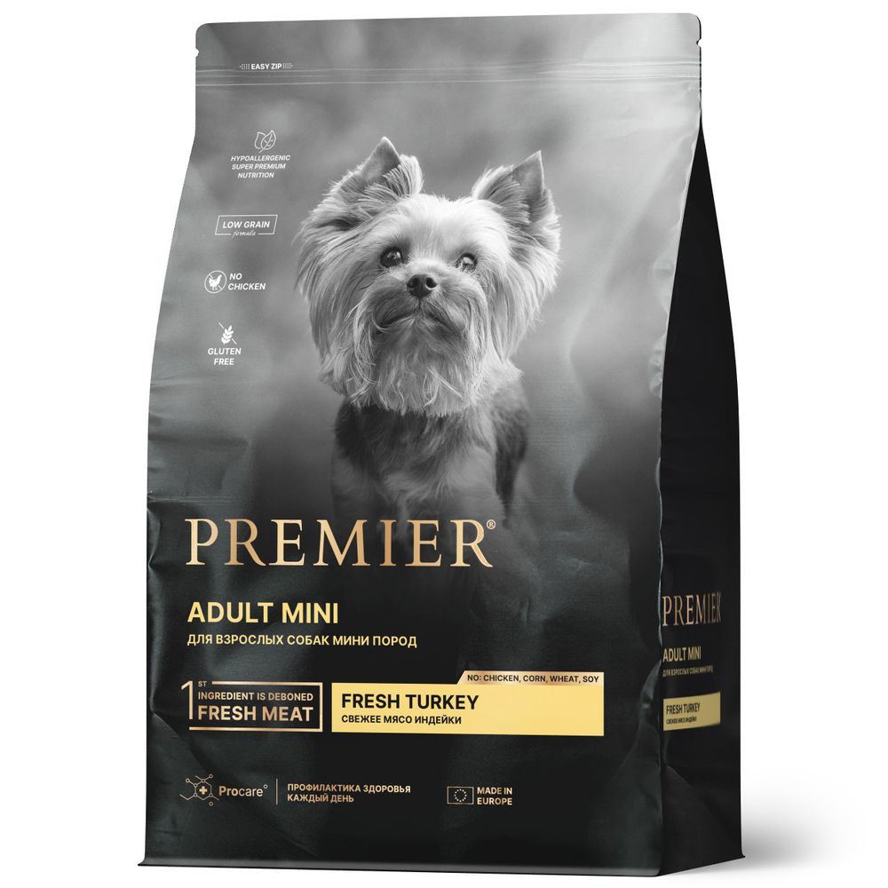 Сухой корм Premier Dog Turkey ADULT Mini для собак мелких пород свежее мясо индейки 3 кг Сухой корм Premier Dog Turkey ADULT Mini для собак мелких пород свежее мясо индейки 3 кг