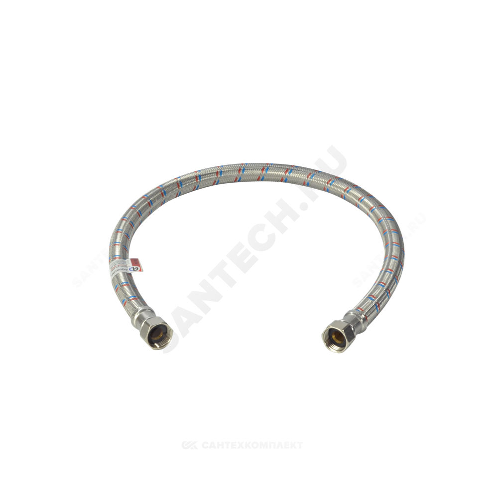 Подводка гибкая для воды нержавеющая оплетка ГИГАНТ 1/2" г-г L=0.6м AQUALINE 04933