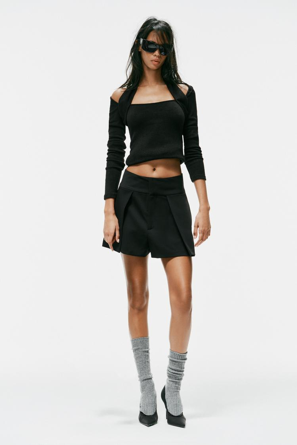 ZARA ТОП С ГОРЛОВИНОЙ ХАЛТЕР, ЧЕРНЫЙ