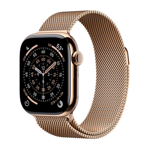 Умные часы Apple Watch Series 11 GPS + Cellular, 42mm, Gold Titanium Case with Gold Milanese Loop (MF8Y4)
