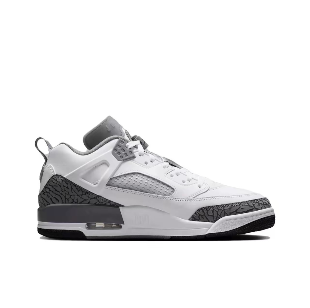 alt="Jordan Spizike Low Cool Grey Anthracite FQ1759-102 белые с серыми вставками вид сбоку на белом фоне"