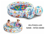 Детский надувной бассейн 132х28 см Ананас Intex 59469, игровой водный набор с надувным мячом и кругом для дачи