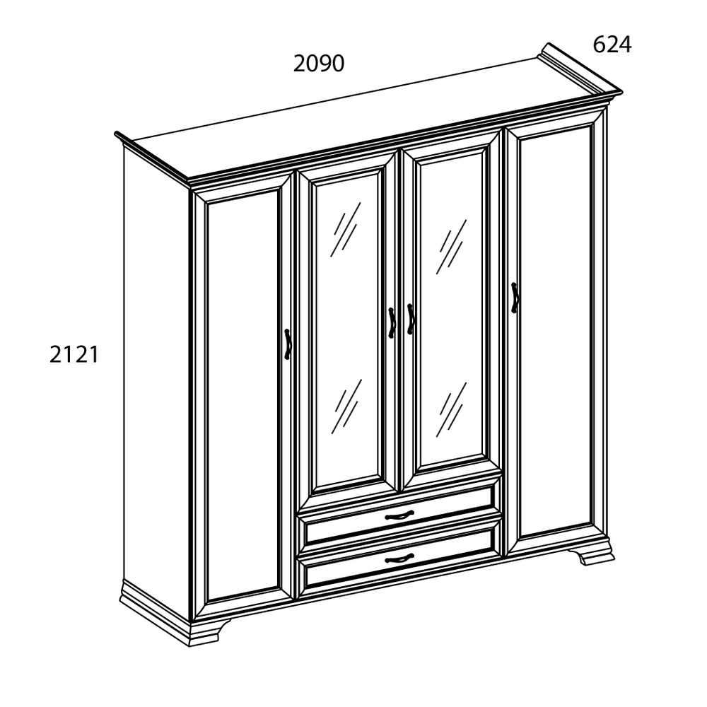 Шкаф 4D2S Z, TIFFANY, цвет вудлайн кремовый