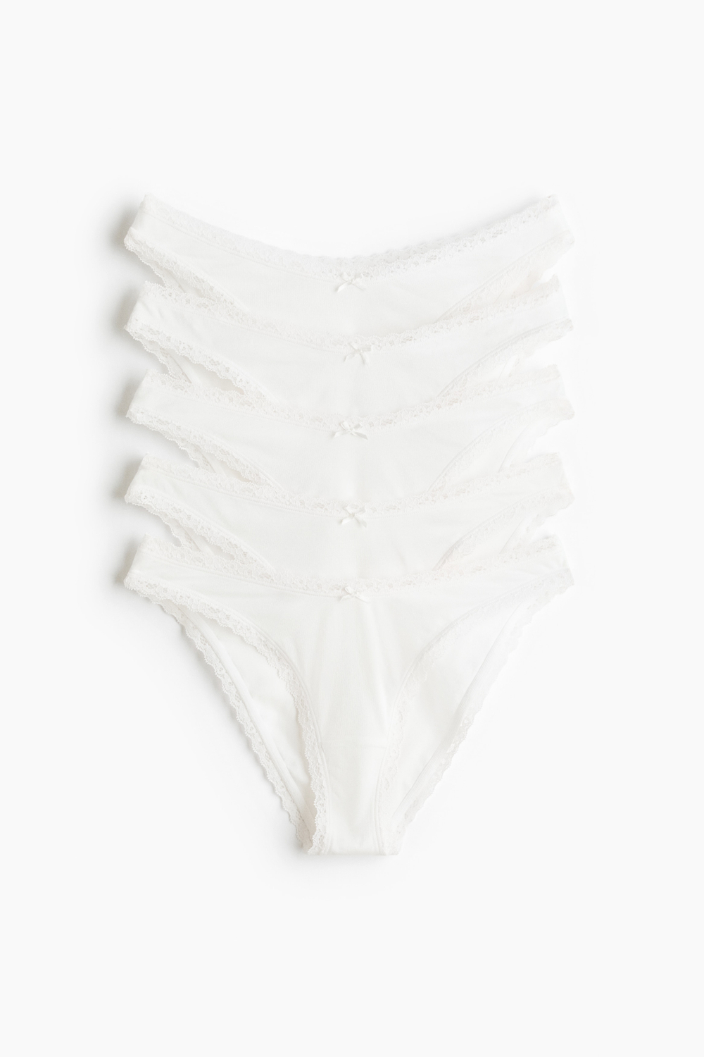 Комплект из 5 хлопковых трусов с кружевной лентой - H&M