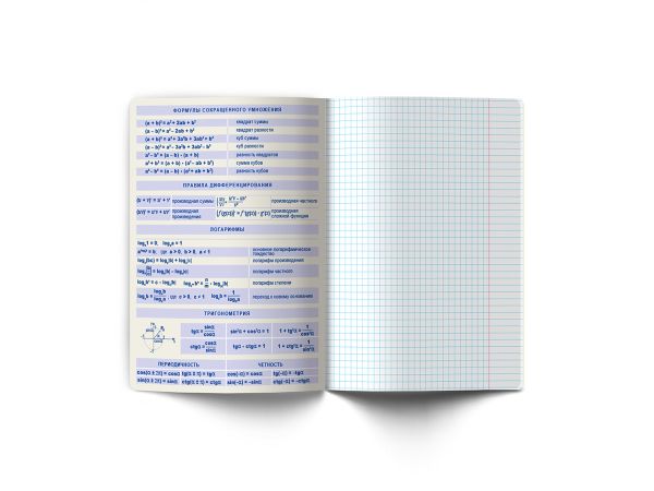 Тетрадь со справочным материалом Трендтокер, A5+ 48 л. на скобе 60 г/м², белизна 90%, 10 шт, клетка, 000500 Алгебра, Светоч 48ТПСКт5_0_2_1