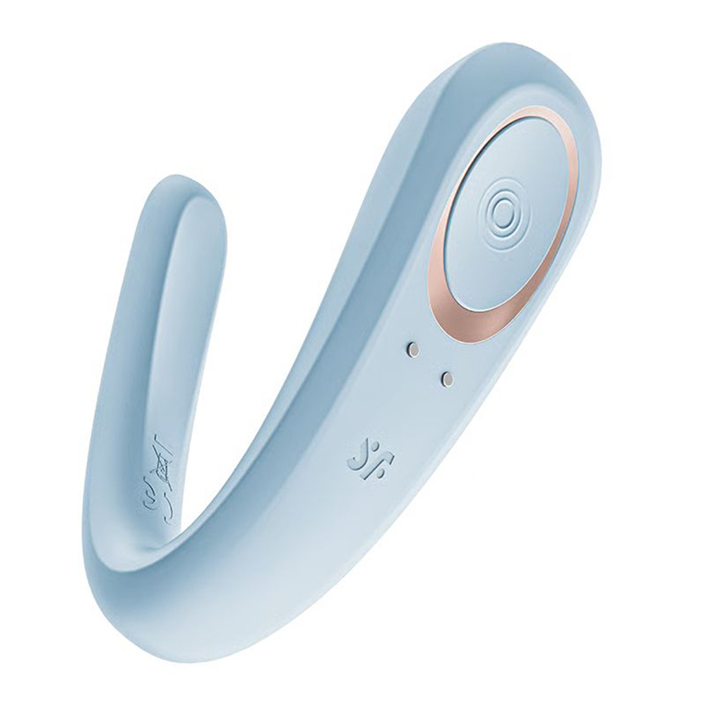 Голубой многофункциональный стимулятор 18см для пар Satisfyer Double Classic Blue