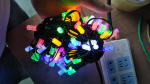 Электрогирлянда LED одноцвет.синяя 100 ламп, 9 м, 4р.м., черный провод, в конце розетка