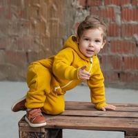 Комбинезон с клапаном и капюшоном "Горчица" утепленный