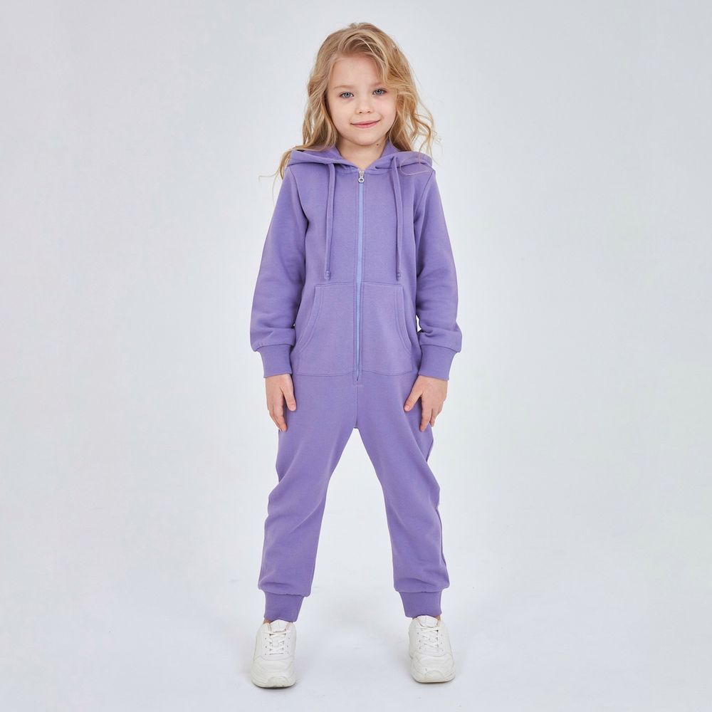 Сиреневый комбинезон для девочки из футера KOGANKIDS