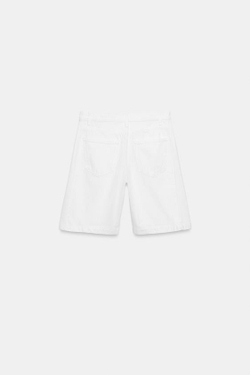 ZARA ДЖИНСОВЫЕ ШОРТЫ RELAXED СО СРЕДНЕЙ ПОСАДКОЙ — ZW COLLECTION, БЕЛЫЙ