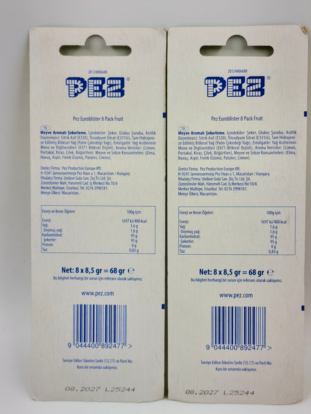 PEZ Сменные блоки конфет с фруктовыми вкусами "Фруктовый микс", 2 уп. по 68 г