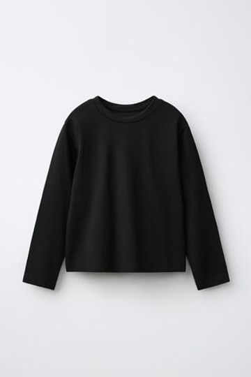 ZARA ОДНОТОННЫЙ ЛОНГСЛИВ, ЧЕРНЫЙ