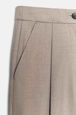 ZARA БРЮКИ ИЗ ШЕРСТИ — ZW COLLECTION, СВЕТЛО-СЕРЫЙ